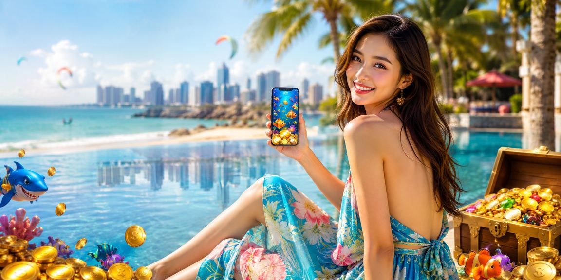 Người dùng tại Mũi Né sử dụng app cá cược bên bờ biển buổi chiều tà