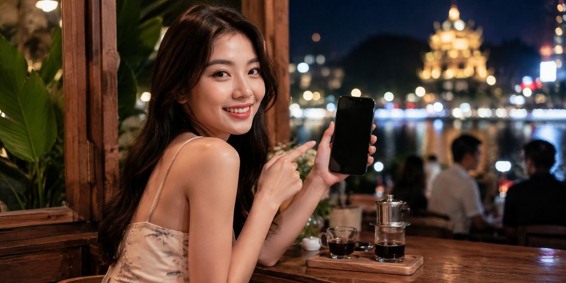 Người dùng tại Ninh Bình xem phân tích kèo trên điện thoại cùng tách cà phê buổi sáng